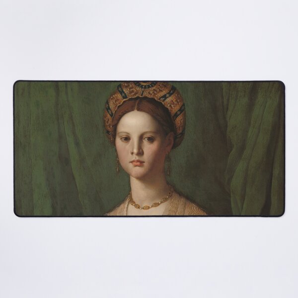 A Young Woman and Her Little Boy Oil Painting by Agnolo Bronzino Desk Mat