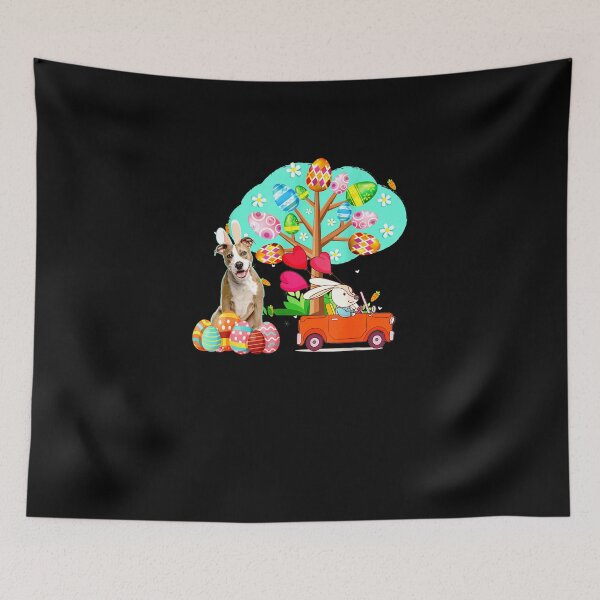 Item preview, Happy Easter Pitbull And Bunny Hunting Egg Tree designed and sold by wowart4u.