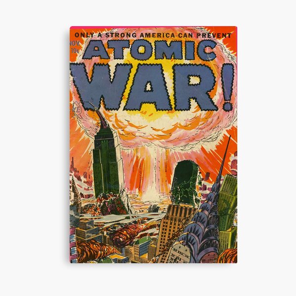 Atomic War Vintage Comic Book, Radioactive, Atomic Bomb, New York City Destroyed, Apocolypse, Chyrsler building, Empire State Building, Atomic Blast, Megaton Bomb,  Canvas Print