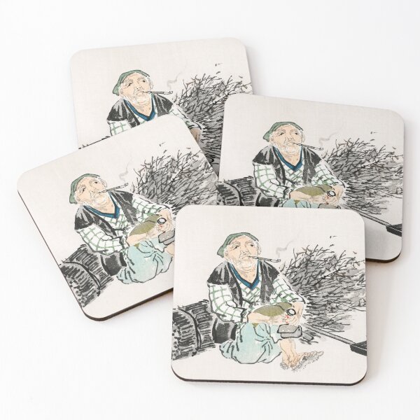 Item preview, Vintage Japanese Man Smoking Artwork  designed and sold by coolwriter123.