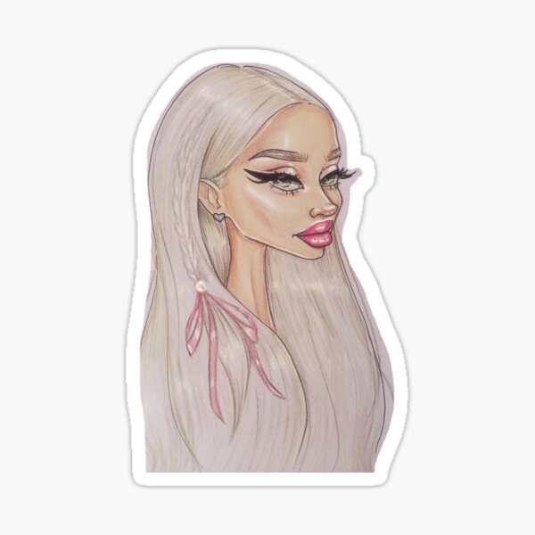 "Kawaii Cute Girl Drawing Sticker" Sticker for Sale by crybunni Redbubble