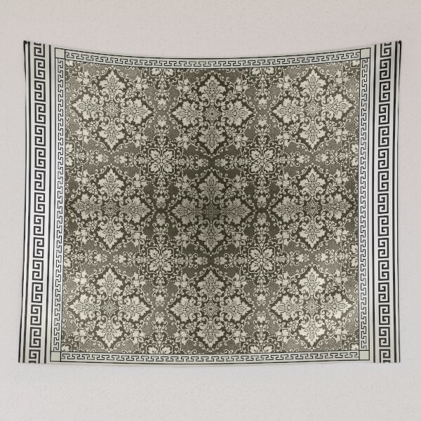 Item preview, Greek Keys Cream Black Floral Cross Pattern designed and sold by Yiorgos Designs.