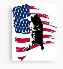 pedals the walking bear amerian flag Canvas Print
