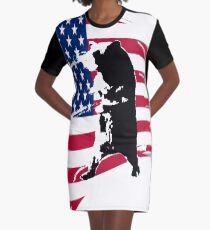 pedals the walking bear amerian flag Graphic T-Shirt Dress