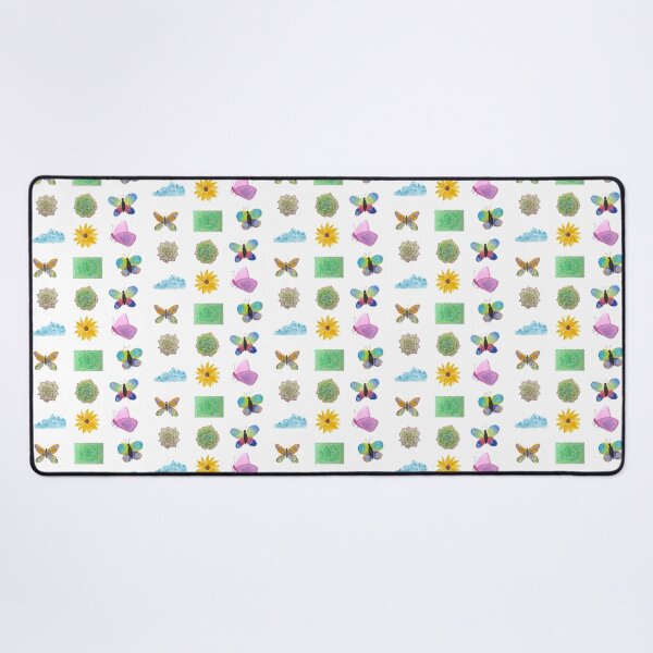 Watercolor Flowers Butterflies Cloud Desk Mat