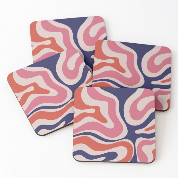 Item preview, Modern Retro Liquid Swirl Abstract Pattern Navy Blue Pink Red-Orange designed and sold by kierkegaard.