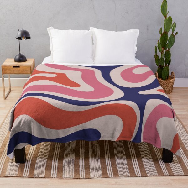 Item preview, Modern Retro Liquid Swirl Abstract Pattern Navy Blue Pink Red-Orange designed and sold by kierkegaard.