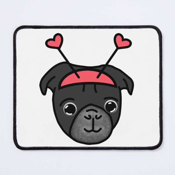 Item preview, Black Pug Coral Heart Bopper designed and sold by LeasPugGrumble.