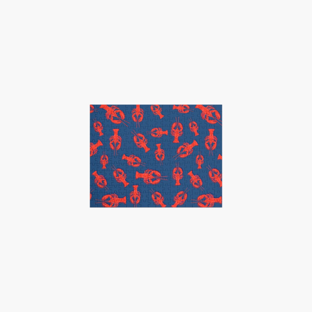 Lobster Pattern on Navy Blue Jigsaw Puzzle