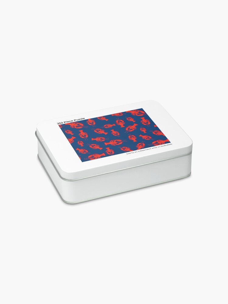 Alternate view of Lobster Pattern on Navy Blue Jigsaw Puzzle