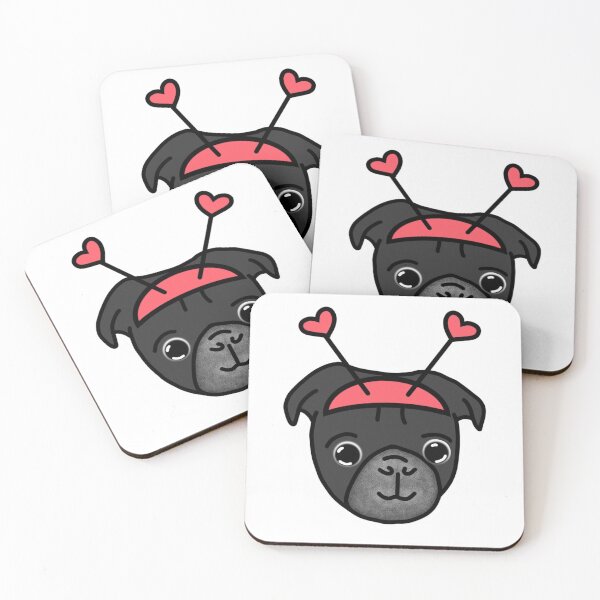 Item preview, Black Pug Coral Heart Bopper designed and sold by LeasPugGrumble.