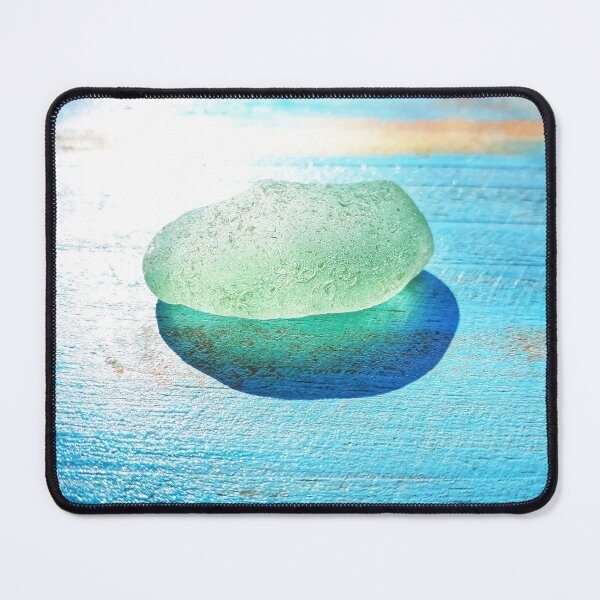 Item preview, Sea Foam Sea Glass Sunlit on Turquoise Rough Wood Background designed and sold by Beachy.