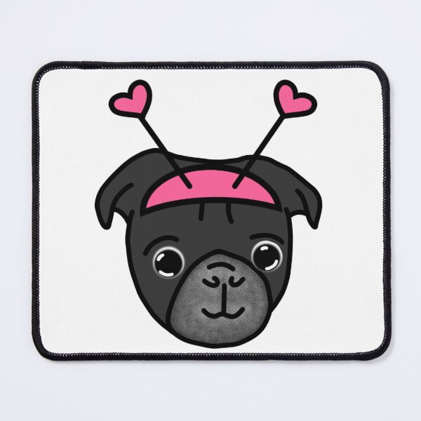 Item preview, Black Pug Light Pink Heart Bopper designed and sold by LeasPugGrumble.