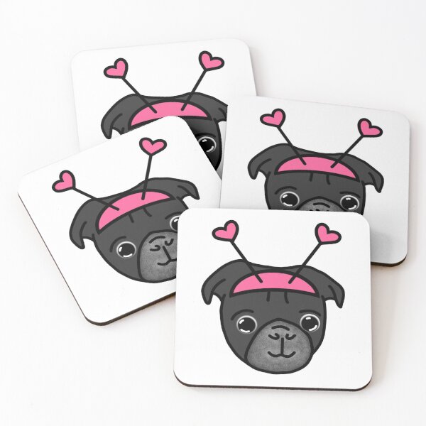 Item preview, Black Pug Light Pink Heart Bopper designed and sold by LeasPugGrumble.