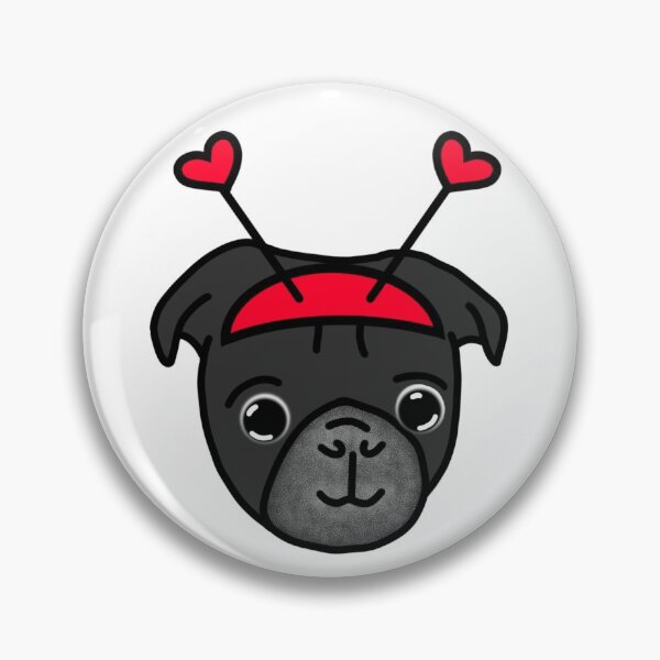 Item preview, Black Pug Red Heart Bopper designed and sold by LeasPugGrumble.
