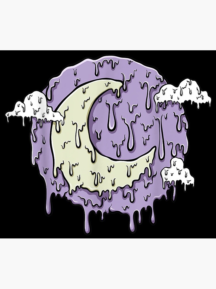 "Kawaii Pastel Goth Vaporwave Melting Moon Creepy Aesthetic" Art Print