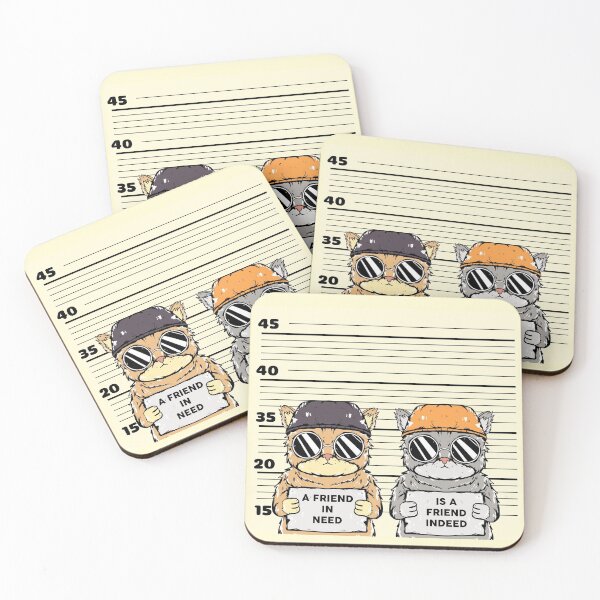 Item preview, Friend In Need Is A Friend Indeed Adorable Jail Cats Vintage designed and sold by MonkeyPaper.