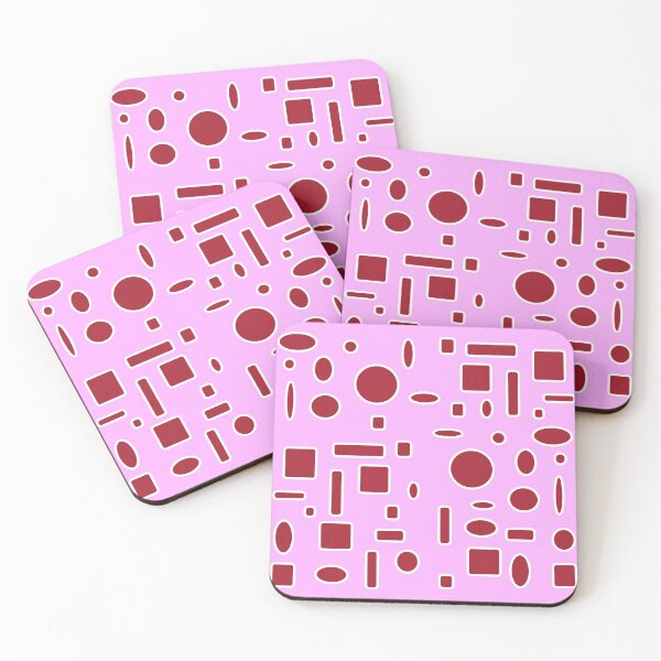 Item preview, All-Over Ruby Red Circles, Oblong Shapes, Square Shapes on a Light Purple background Design designed and sold by ThisNThatImages.