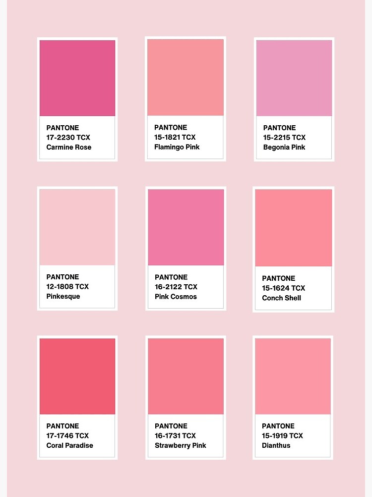 Pantone Pink Palette Art Board Print for Sale by gecarpenter