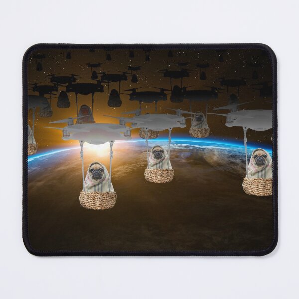 Pugvasion Alien Invasion by Drone Mouse Pad