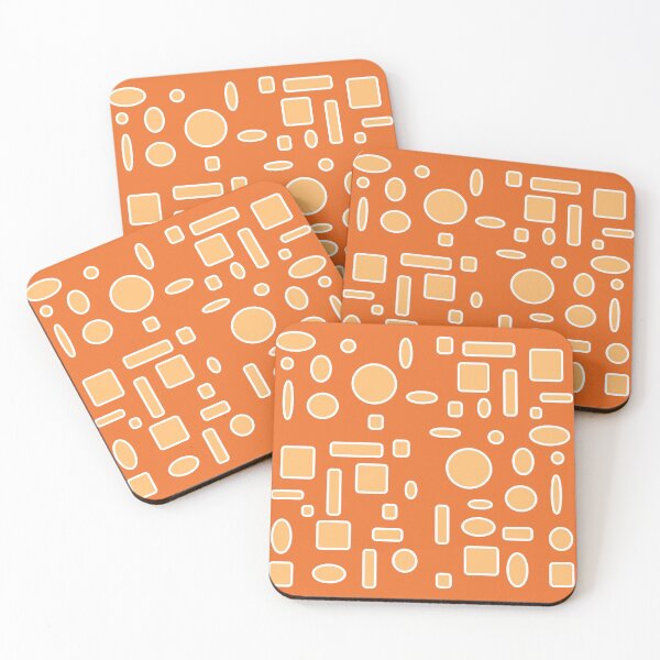 Item preview, All-Over Light Orange Circles, Oblong Shapes, Square Shapes on a Rusty Orange background Design designed and sold by ThisNThatImages.