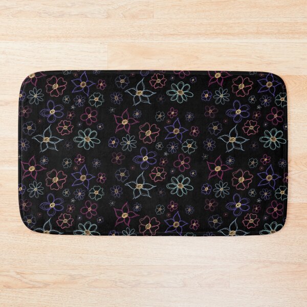 Item preview, Copy of Scribbly colourful flower patten  (black background) designed and sold by -Lily-Anne-.