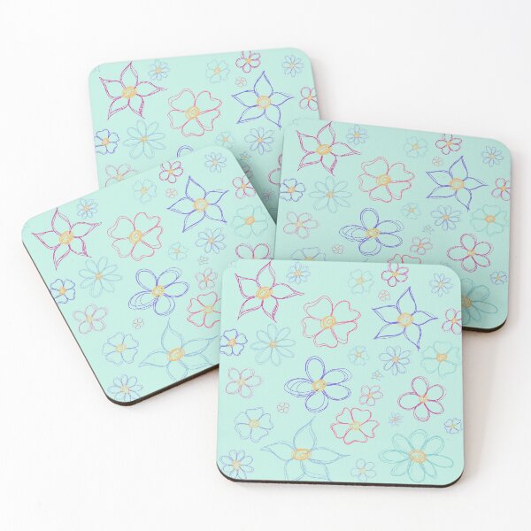 Item preview, of Scribbly colourful flower patten  (coloured background) designed and sold by -Lily-Anne-.