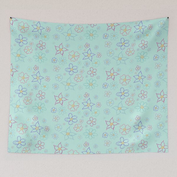 Item preview, of Scribbly colourful flower patten  (coloured background) designed and sold by -Lily-Anne-.
