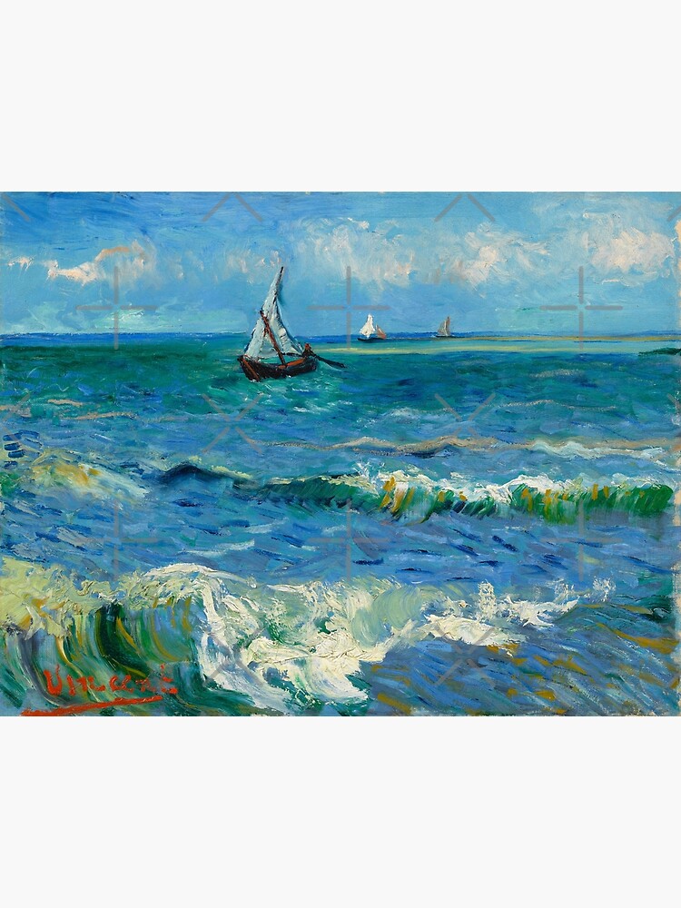 Discover Vincent Van Gogh "The Sea at Les Saintes-Maries-de-la-Mer", 1888 Premium Matte Vertical Poster