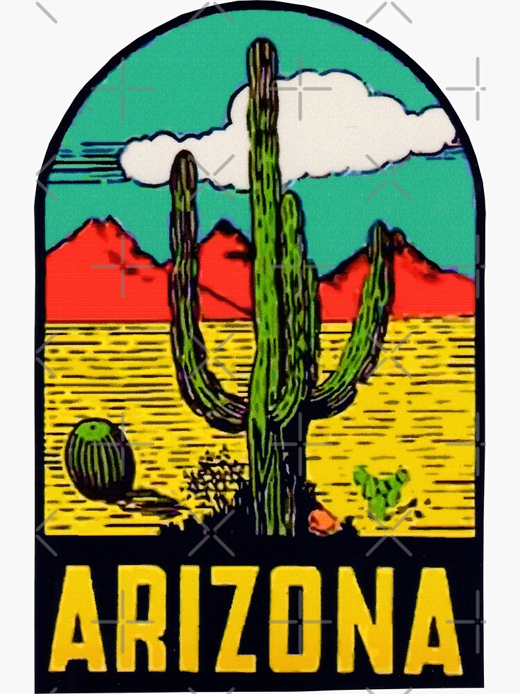 "Arizona AZ State Vintage Travel Decal" Sticker by hilda74 Redbubble