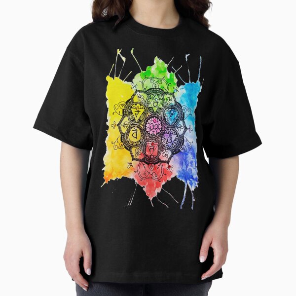 Rainbow Chakras Painting Oversized T-Shirt