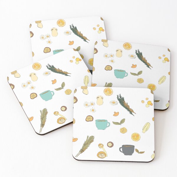 Item preview, Mushroom, tea, and herb pattern (White background) designed and sold by yambits.