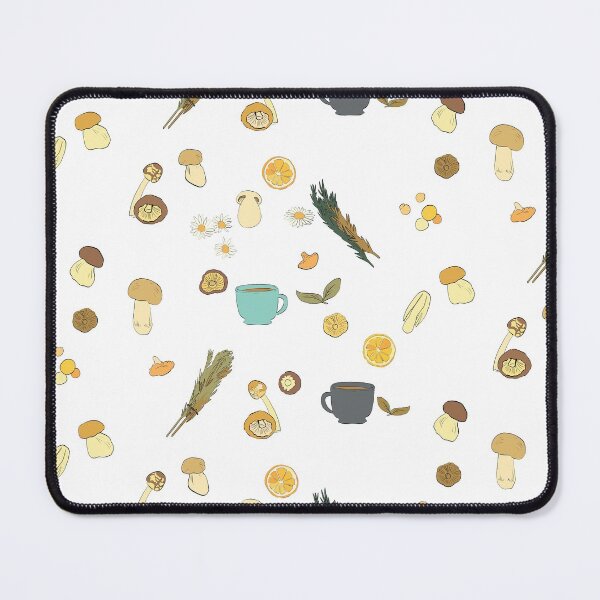 Item preview, Mushroom, tea, and herb pattern (White background) designed and sold by yambits.