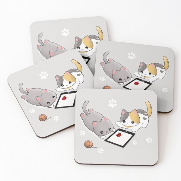 Item preview, Cute cats catching bug on iPad designed and sold by Moshicat.
