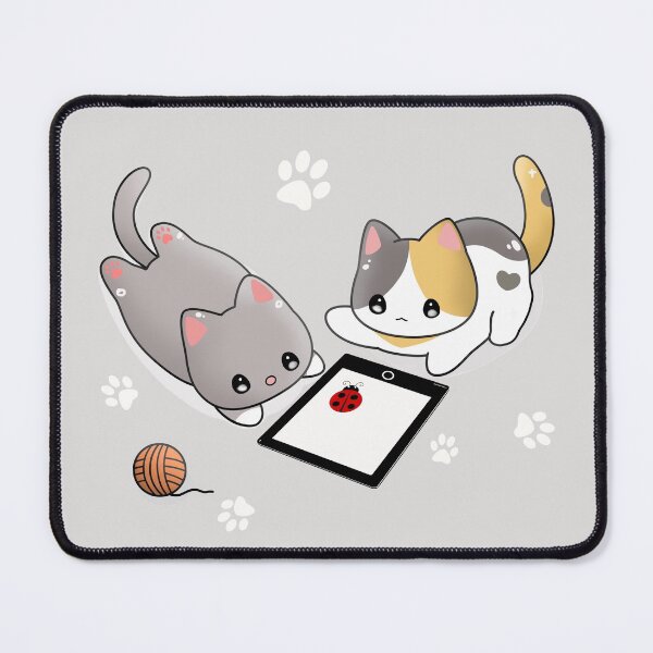 Item preview, Cute cats catching bug on iPad designed and sold by Moshicat.