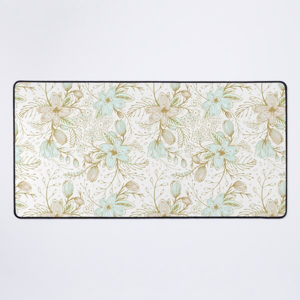 Minty Gold Floral Desk Mat