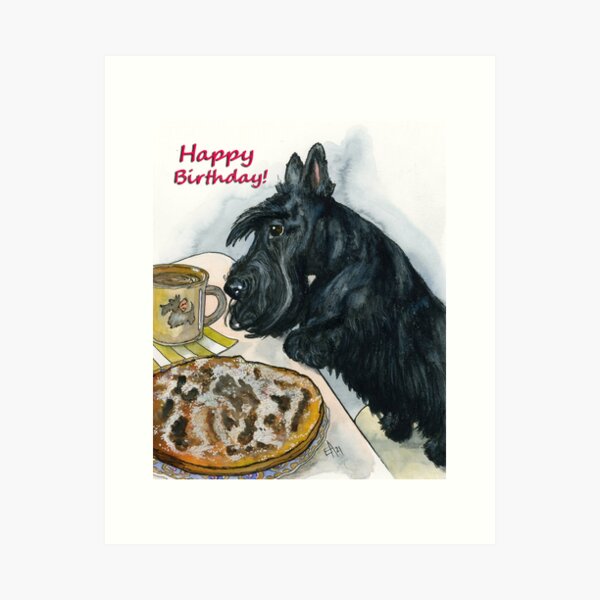 Sweet Scottie, Happy Birthday, Scottie Card Art Print