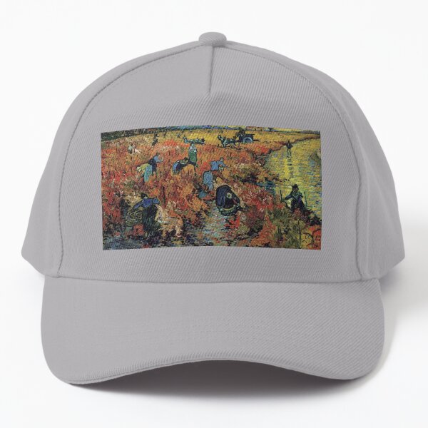 The Red Vineyards Oil Painting on Burlap by Vincent van Gogh Baseball Cap