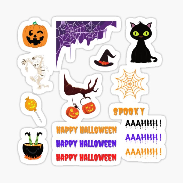 Halloween Sticker Pack - Spooky Items and Wordings Sticker