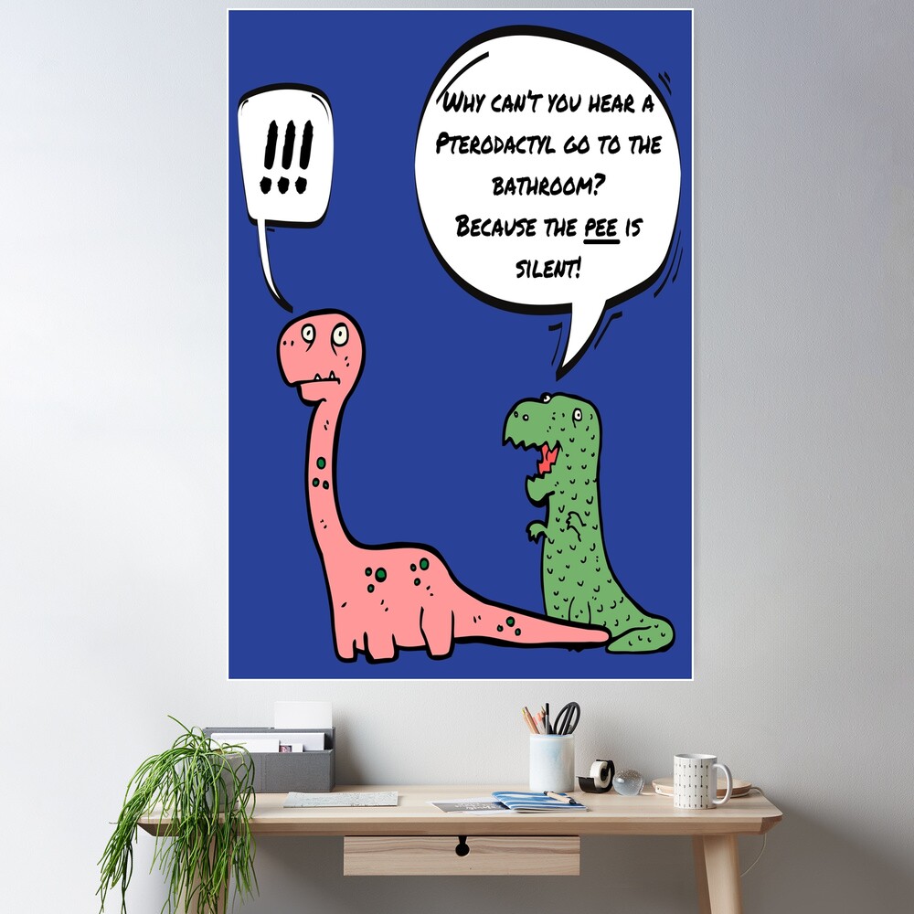 Pterodactyl on the toilet bathroom poster –