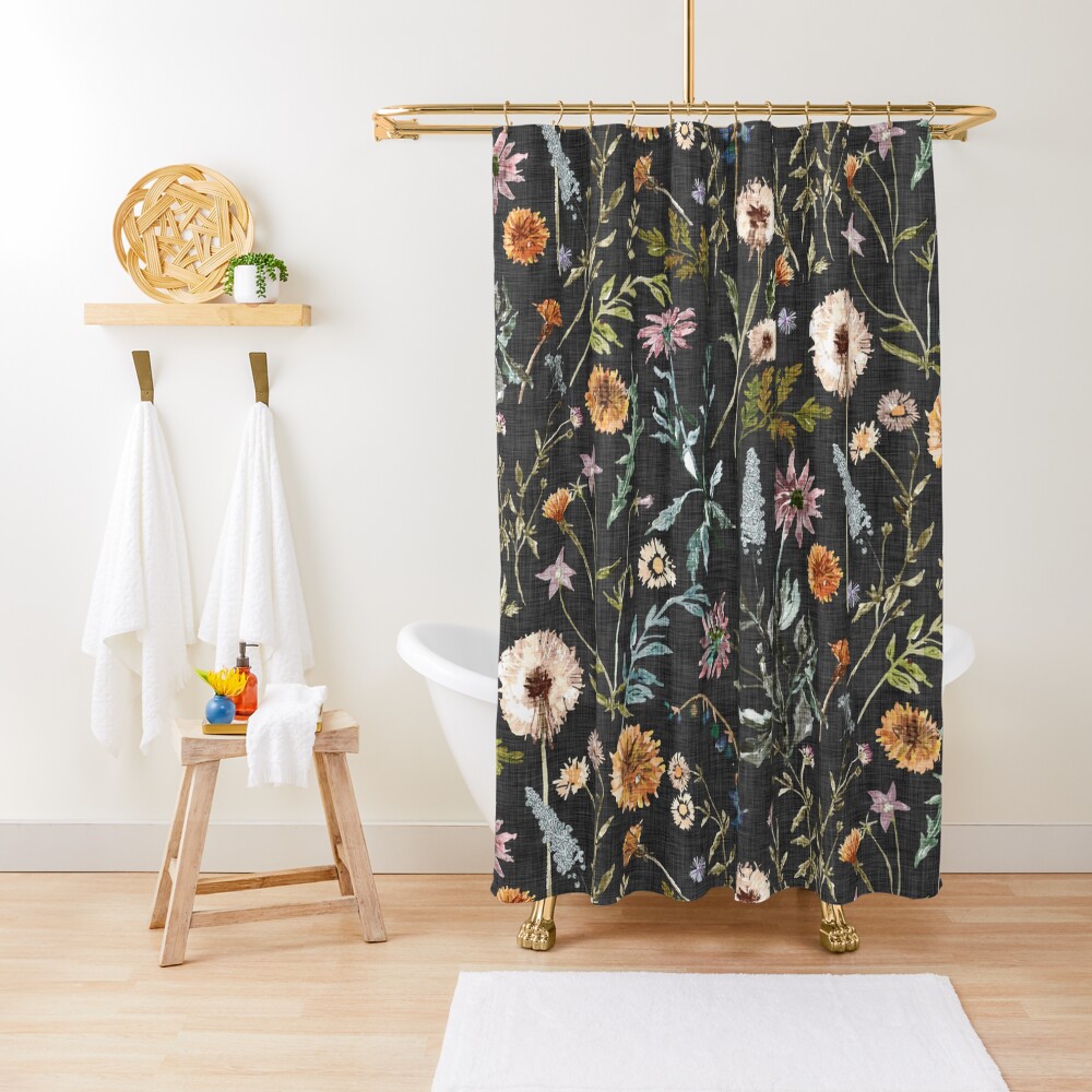Wylde Fleur (black) Shower Curtain