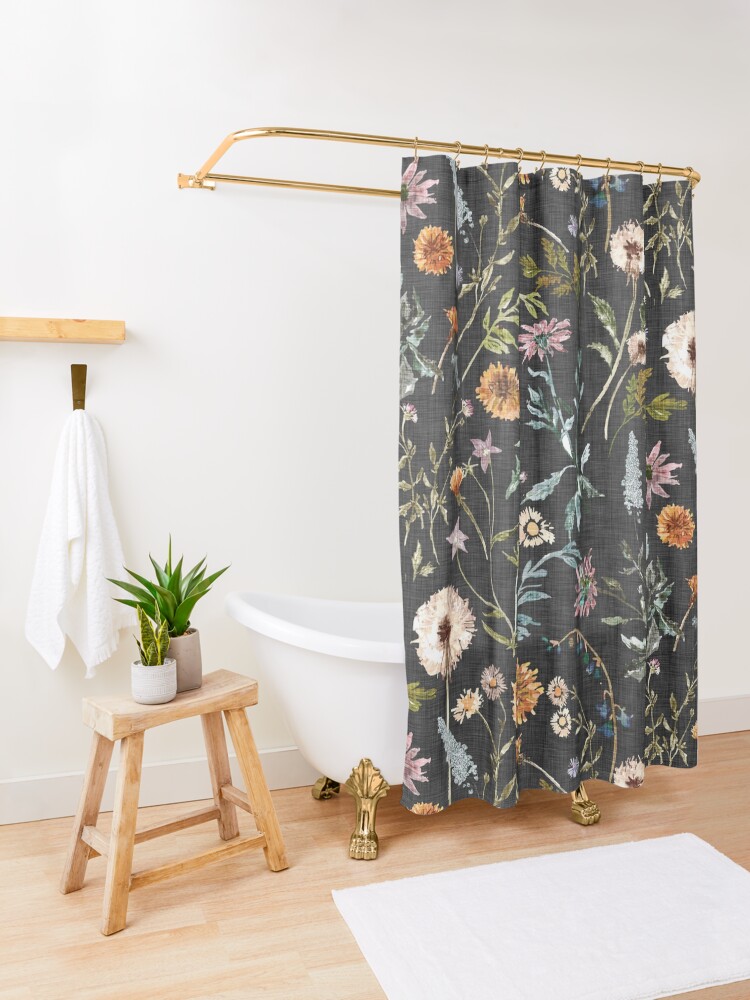 Alternate view of Wylde Fleur (black) Shower Curtain