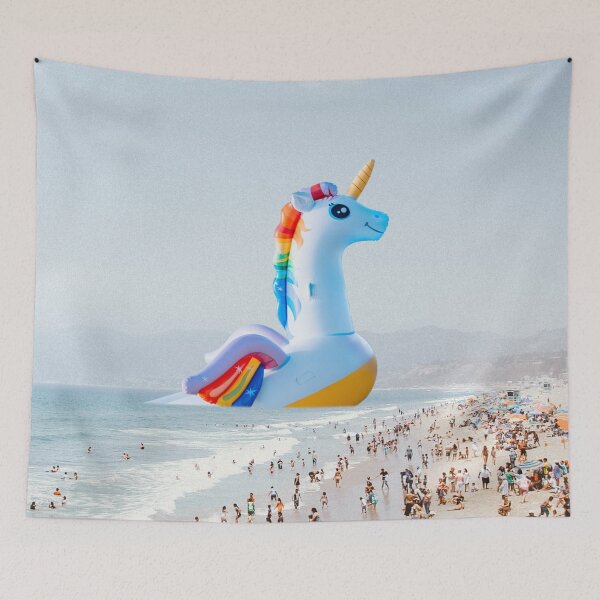 Item preview, Playing unicorn horse at beach designed and sold by ESCAPZ.