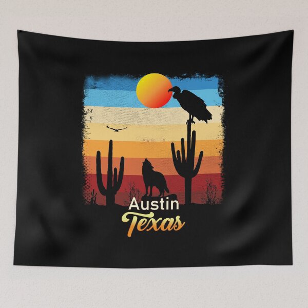 Item preview, Austin Texas TX Texan Coyote  Vulture Cactus Desert Tejano designed and sold by Cuatrocaminos.
