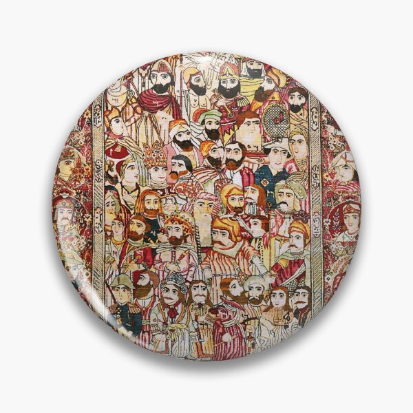 Item preview, Kirman Antique Persian Carpet with Portraits of Kings & Prophets designed and sold by Vicky Brago-Mitchell®.