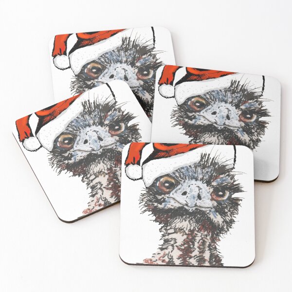 Item preview, Emu chick wearing red Santa hat. designed and sold by Kate Twohig.