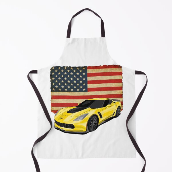 Item preview, Corvette C7 - USA flag - Yellow designed and sold by Cars Illustrator.