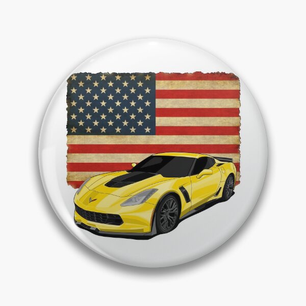 Item preview, Corvette C7 - USA flag - Yellow designed and sold by Cars Illustrator.