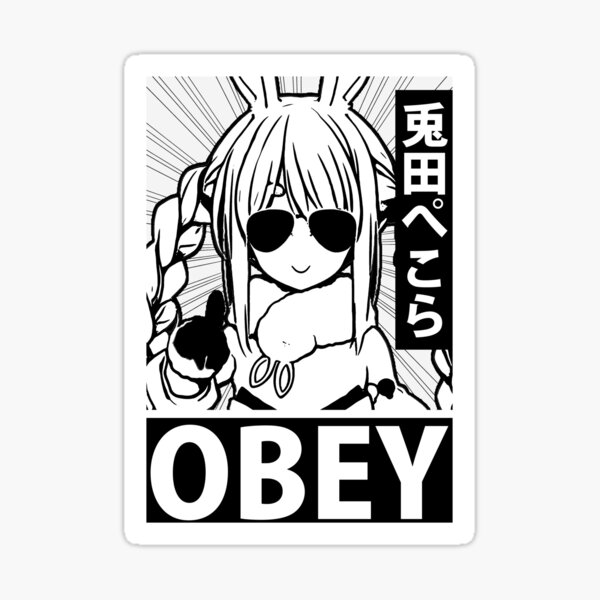 Item preview, Hololive Usada Pekora Obey Black & White designed and sold by UDTee.