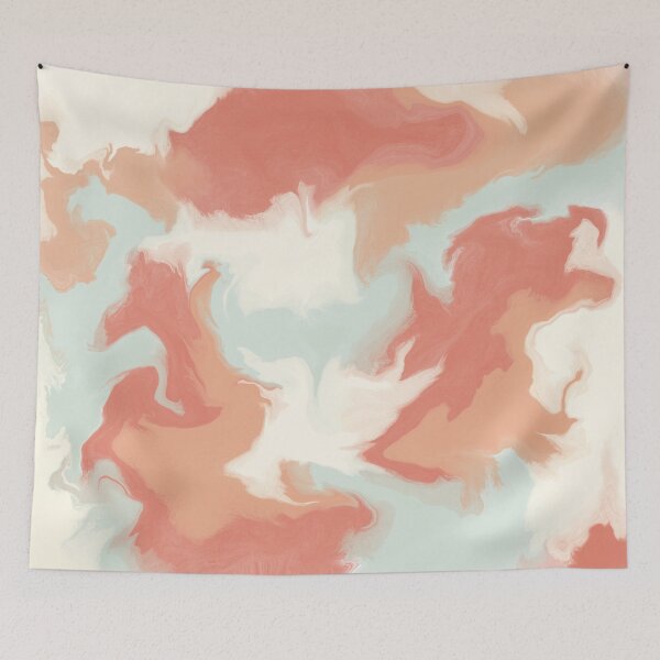 Item preview, Pastel Orange Green Sage Creamy White Background Aesthetic Marble Pattern Style designed and sold by teeworthy.